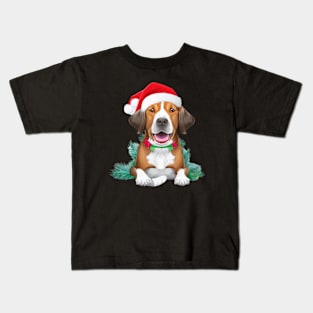 Funny santa dog Kids T-Shirt